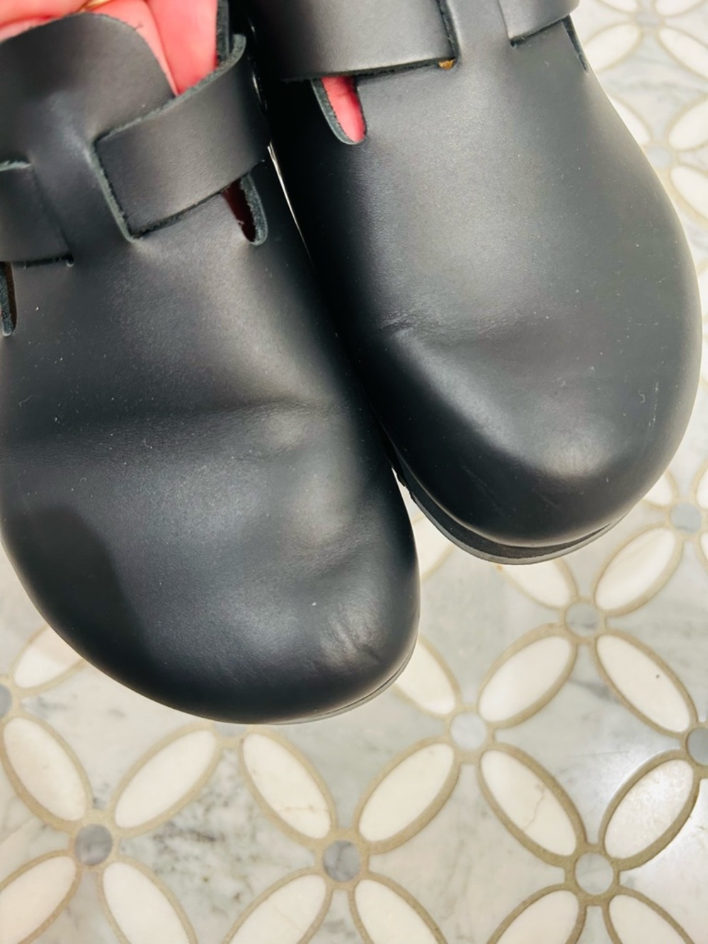 Birkenstock Tokio Super Grip Black Smooth Leather Slip-On Clog Sandals Strap 39 - Picture 9 of 13